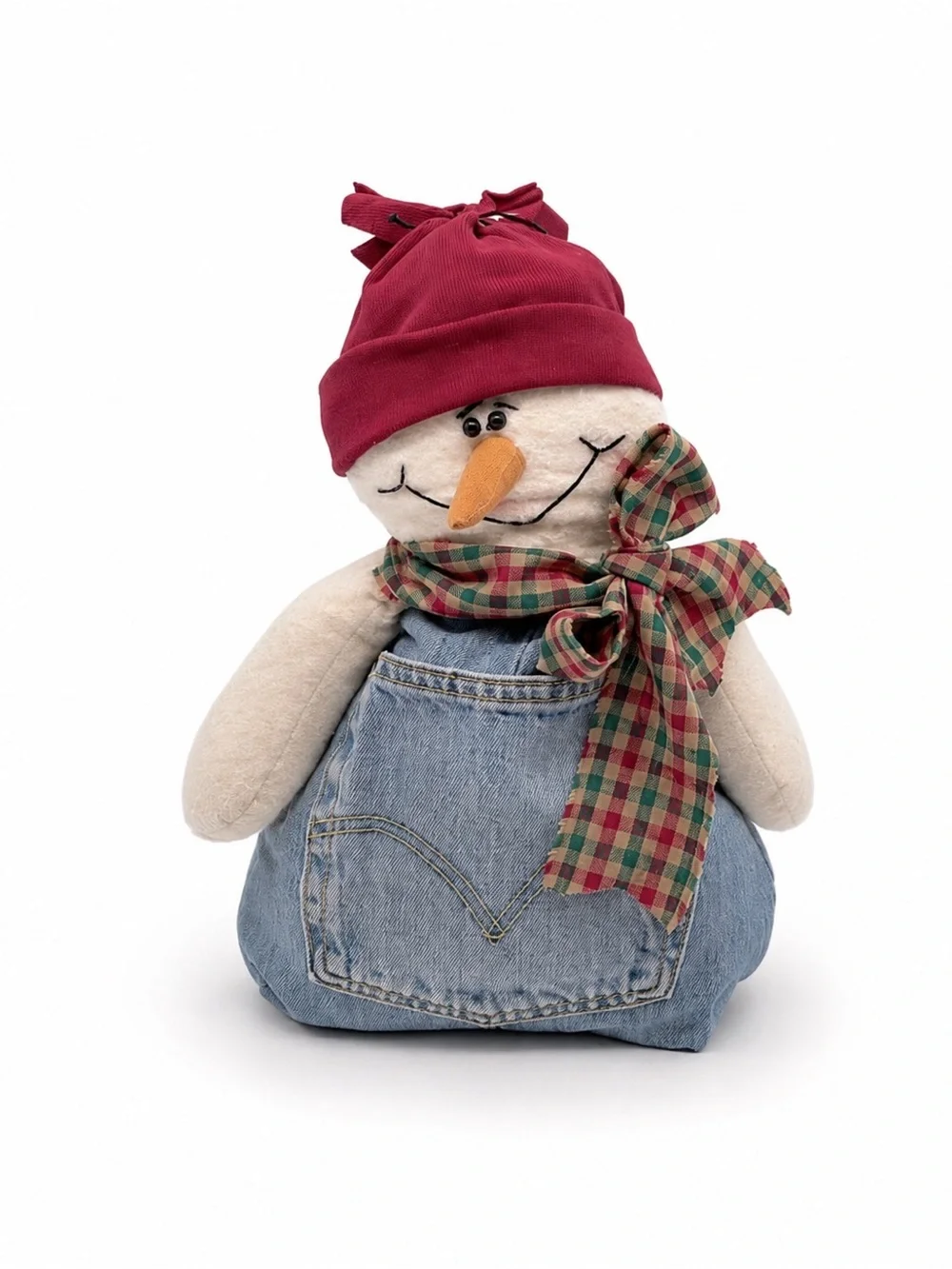 Handcrafted Snowman Jean Pocket Pillow Door Stopper